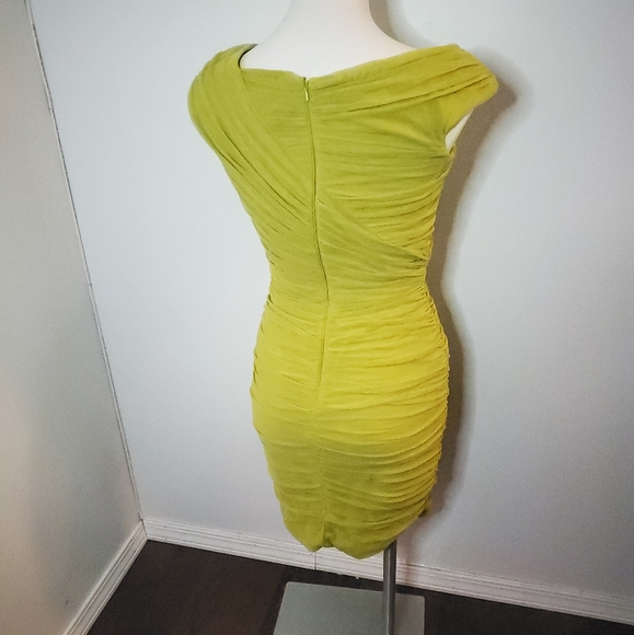 Tadashi Shoji Lime Green Bodycon Crepe Dress XS - Picture 4 of 7